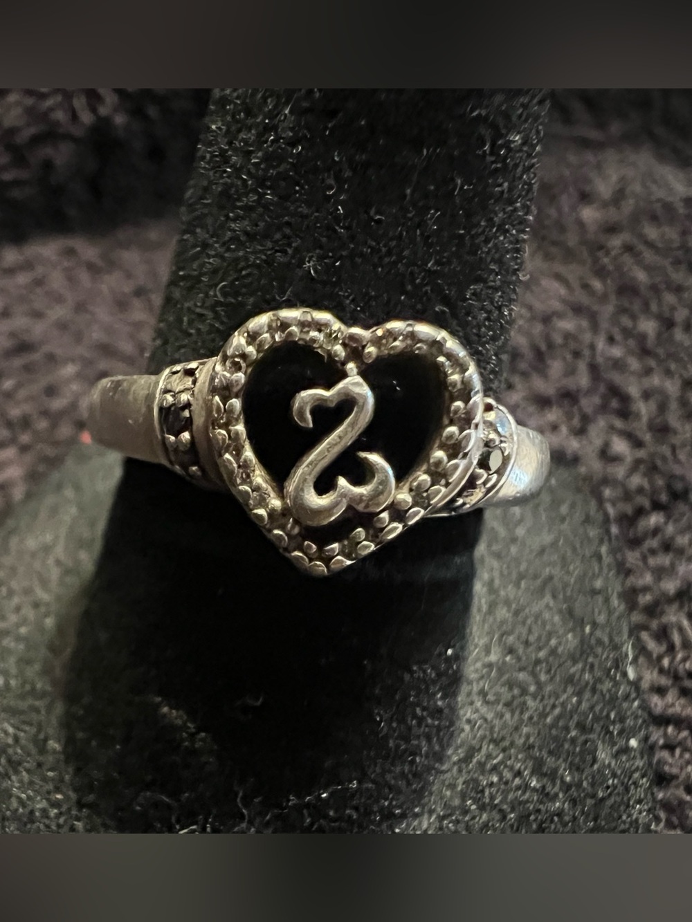 Jane Seymour Open Hearts Diamond and Sterling silver ring. Sz 6